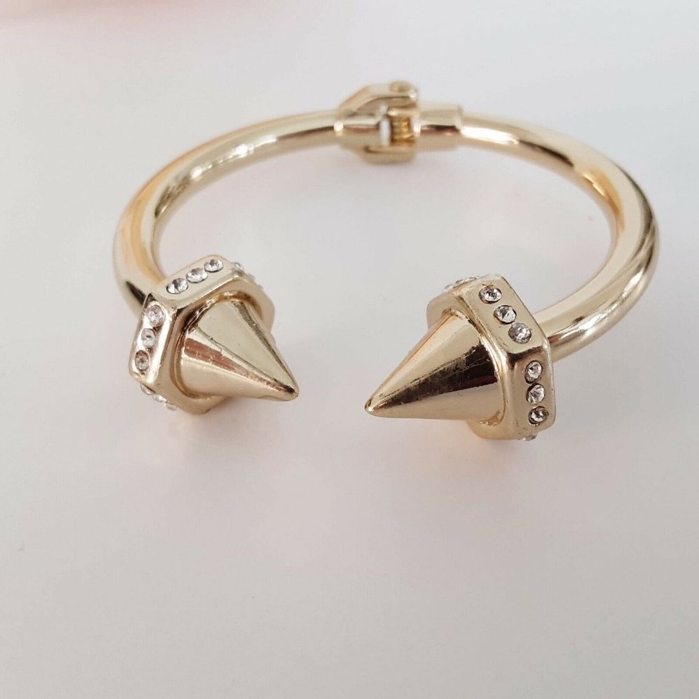 Anthropologie Bracelet Gold Open Hinge Bangle Spik
